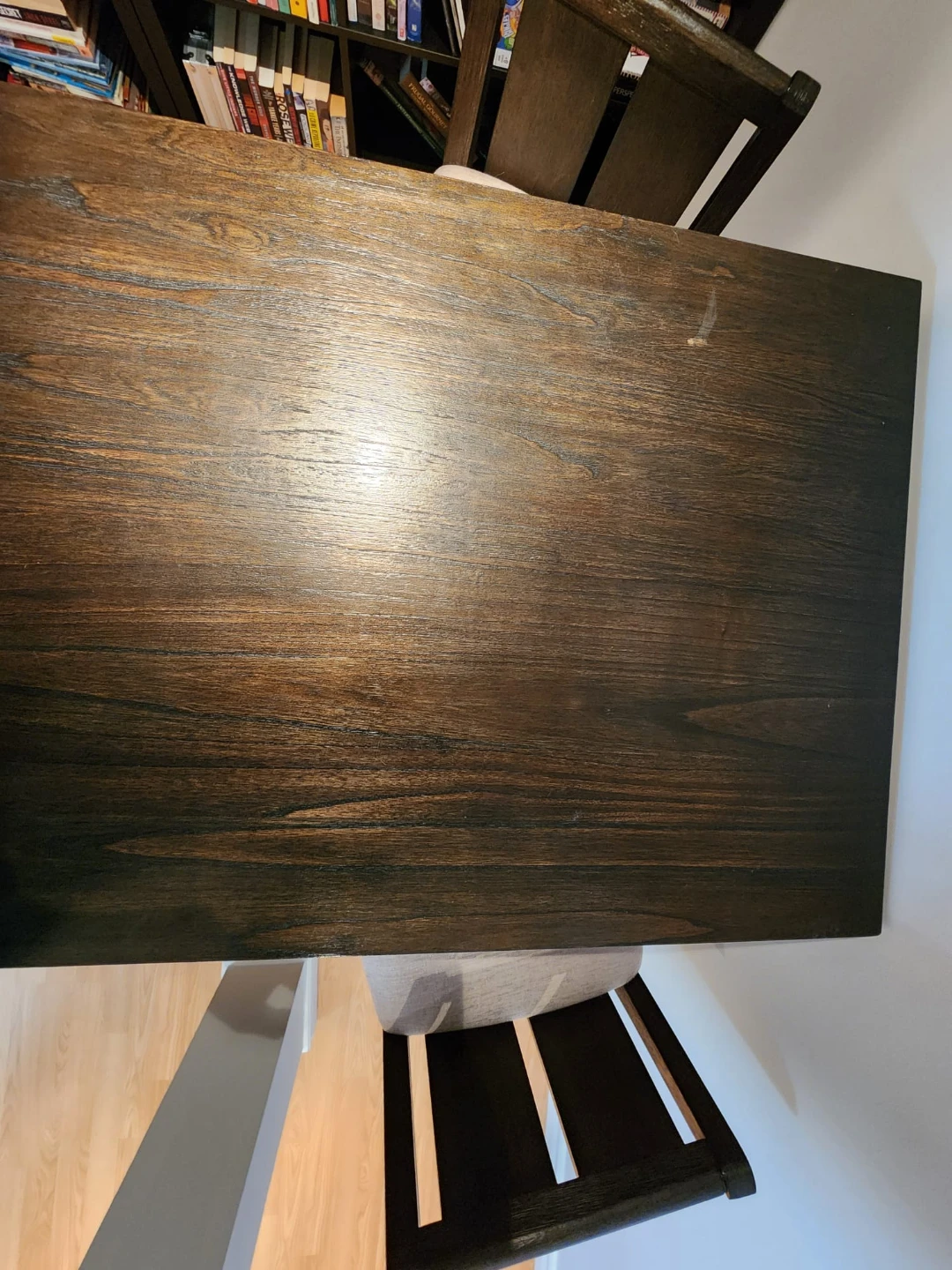 Dark Wood Counter Height Table with Built-in Shelves - photo 3