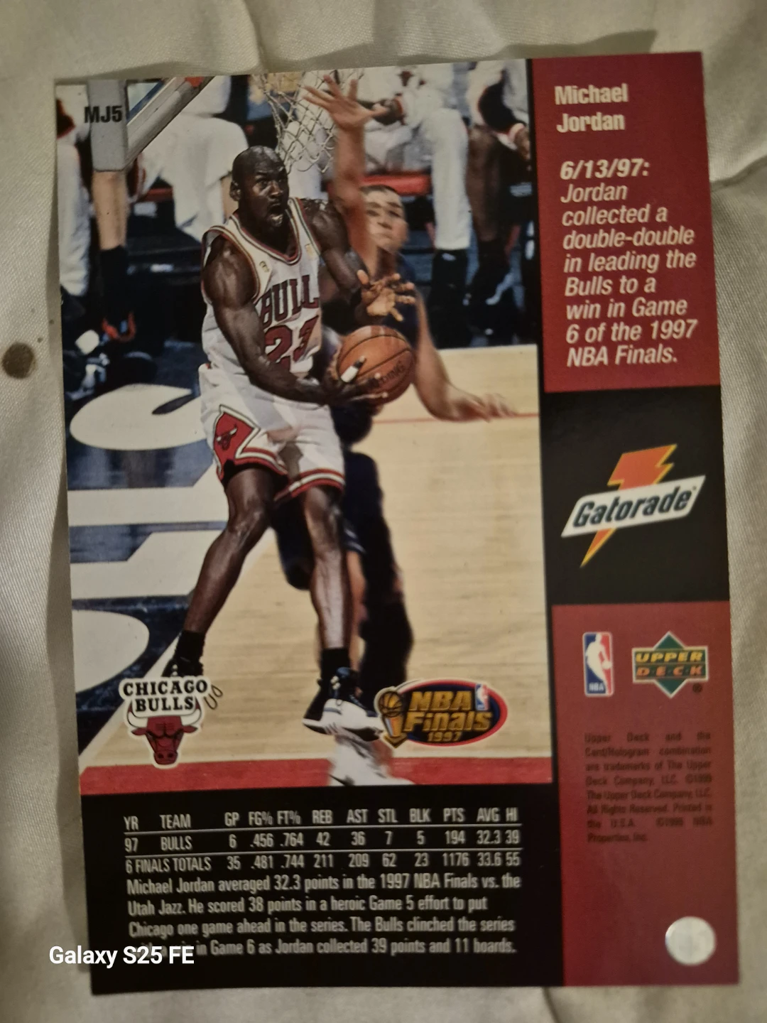 1997 Upper Deck Michael Jordan NBA Finals Trading Card