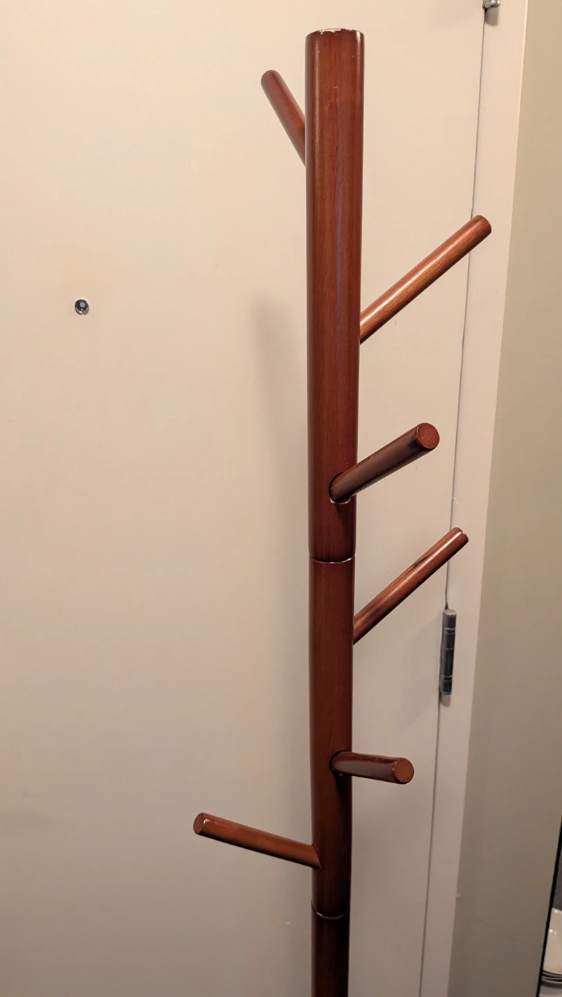 Wooden standing coat rack in reddish brown - photo 2