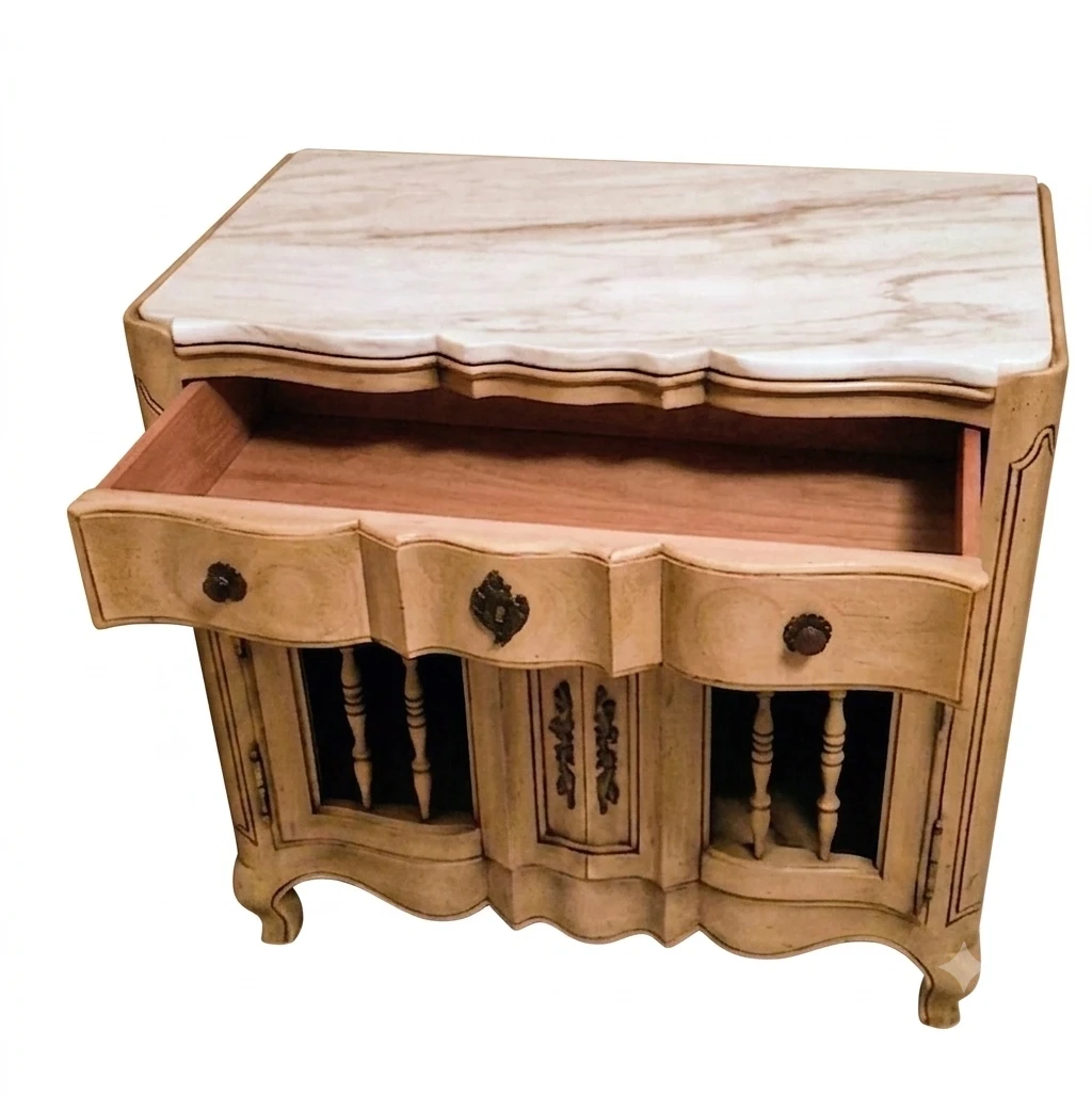 Marble Top Wood Cabinet with Spindles - photo 4