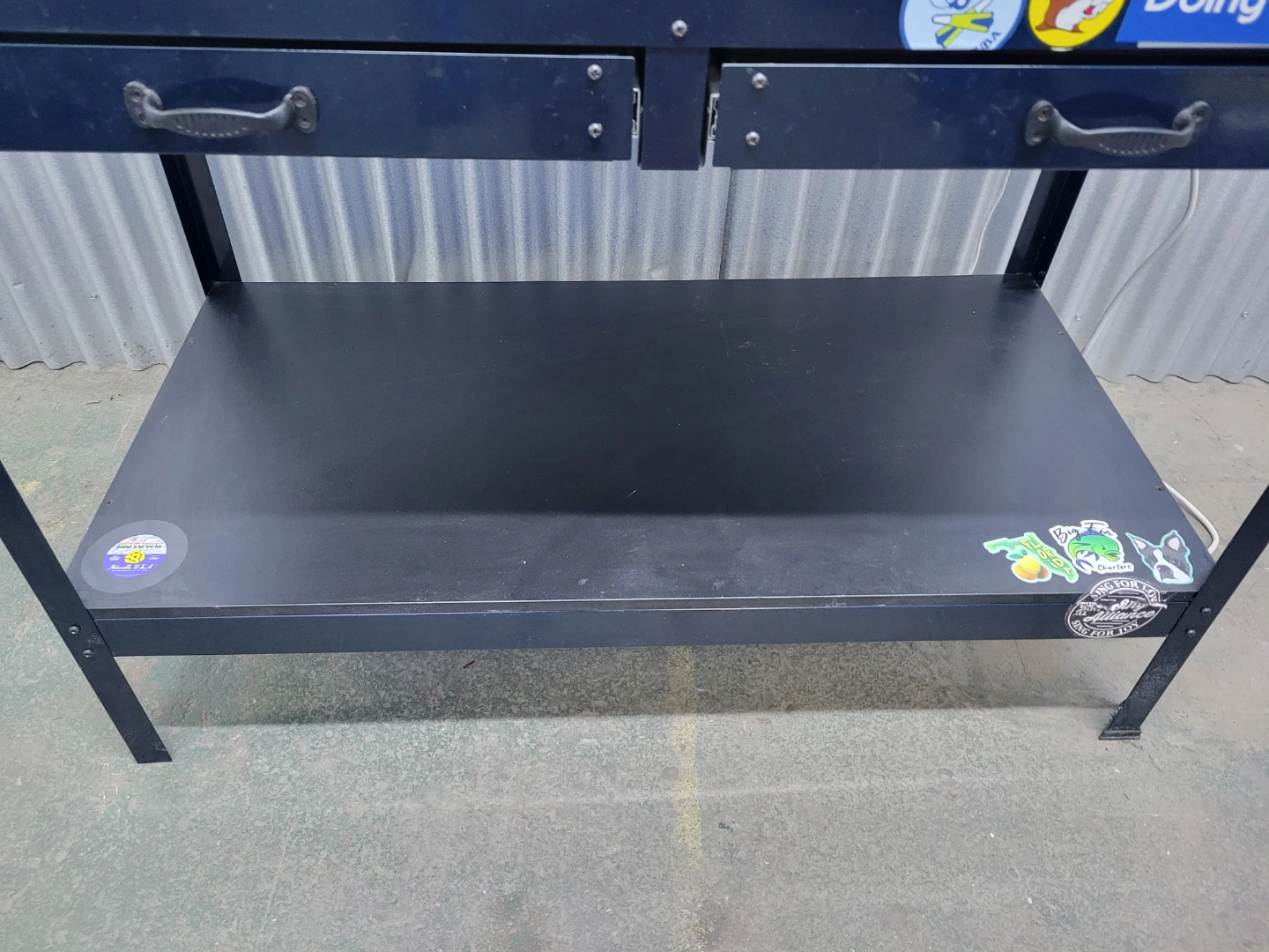 Black Metal Workbench with Pegboard Back and Drawers - photo 4