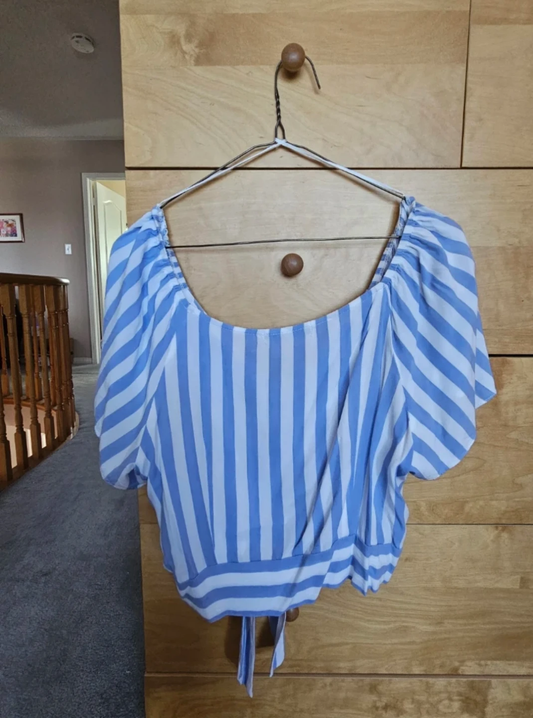 Suzy Shier Striped Tie-Front Top - photo 2