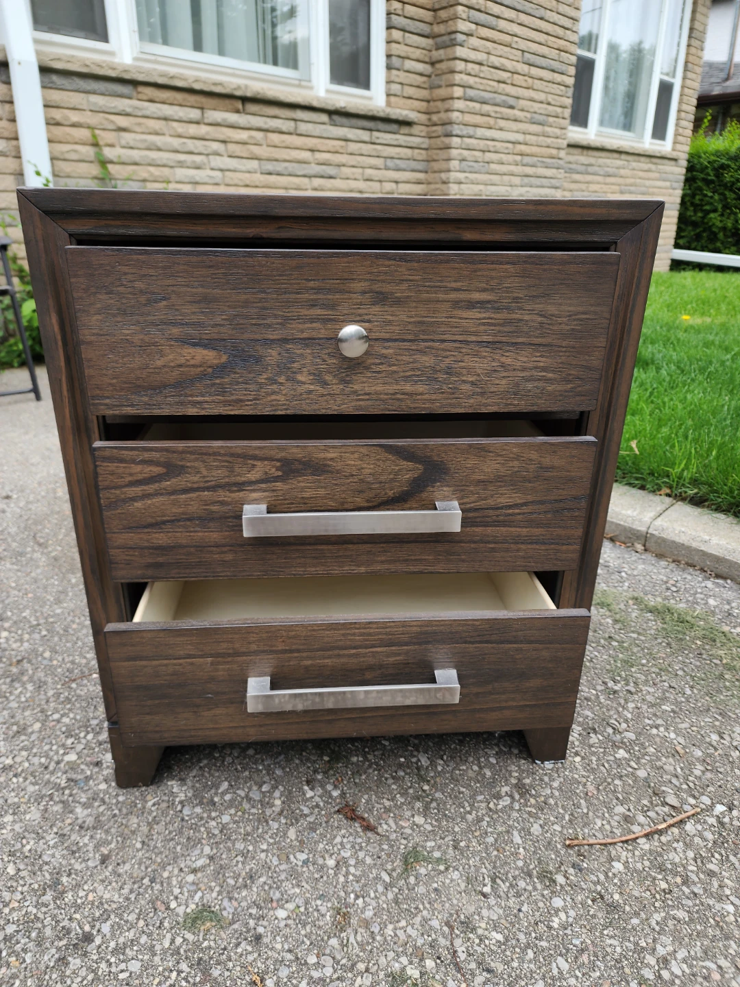 Dark Wood Nightstand with 3 Drawers Only 20!!