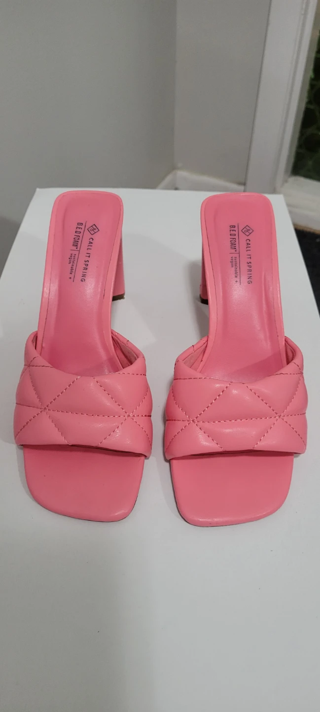 Call It Spring Pink Quilted Mules s.7