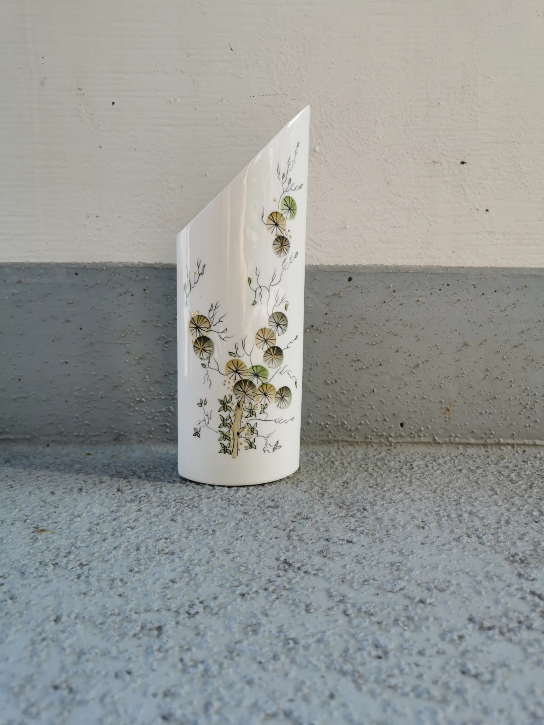 Vintage Jiesia Fine Bone China Vase Floral Gold Trim Lithuania - photo 3