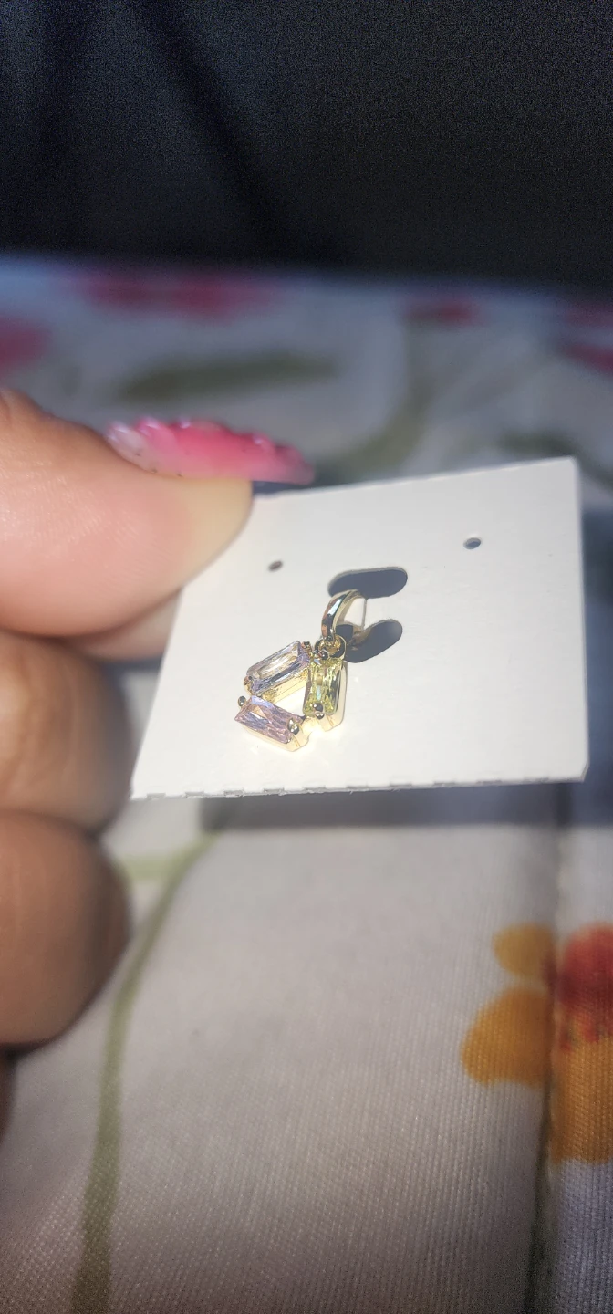Gold Tone Triangle Charm with Baguette Crystals - photo 2
