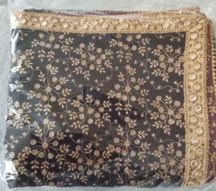 Embroidered Velvet Shawl - 97" x 37" - photo 2