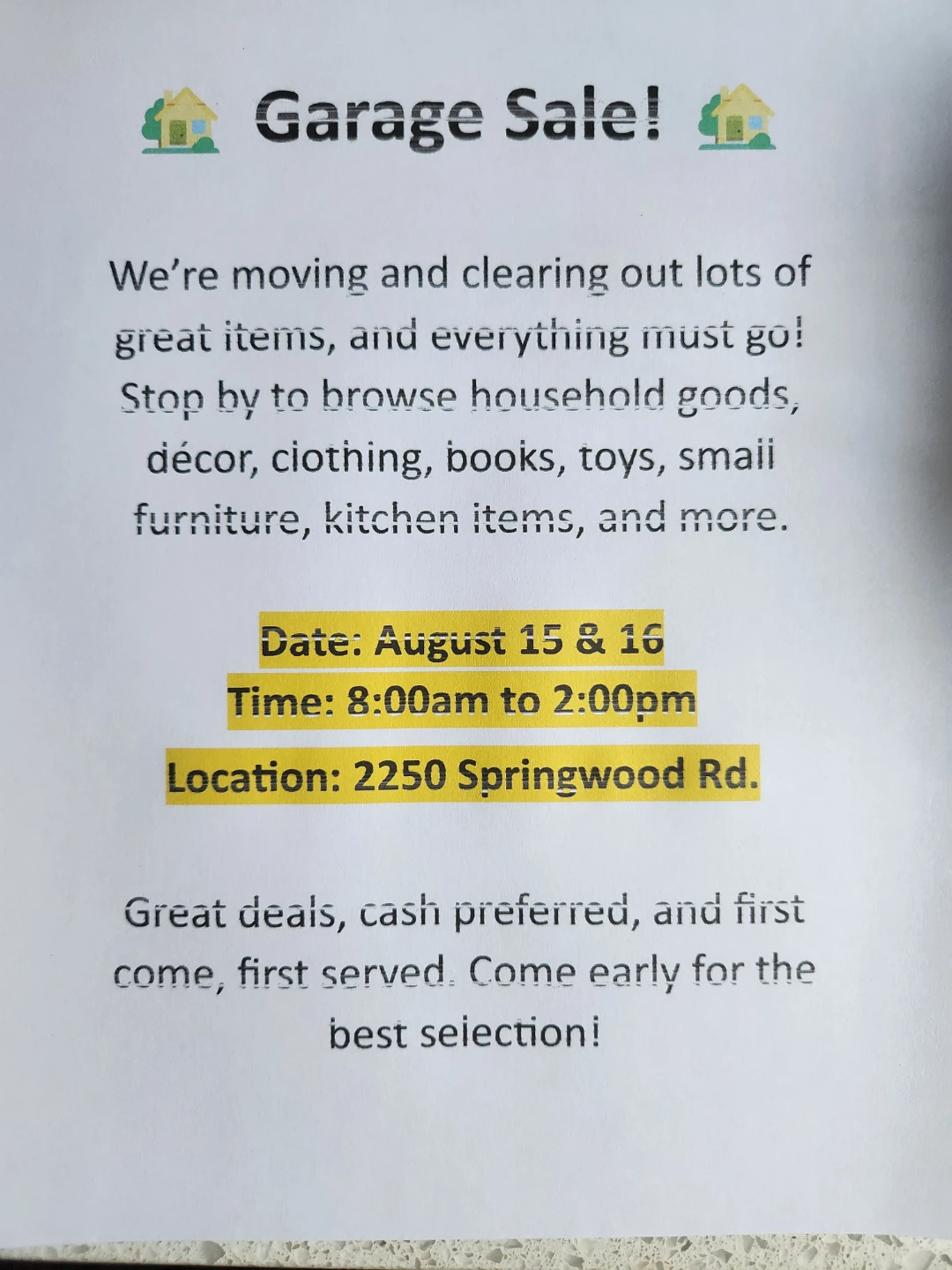 Garage Sale! Moving and Clearing Out Items