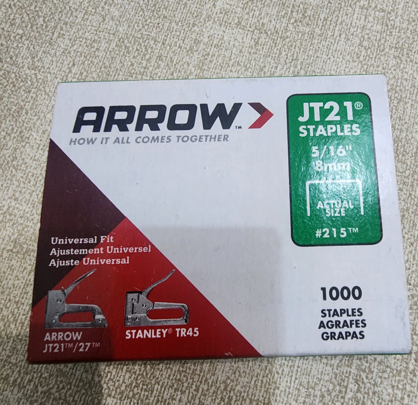 Arrow JT21 Staples 5/16" (8mm) - 1000 count