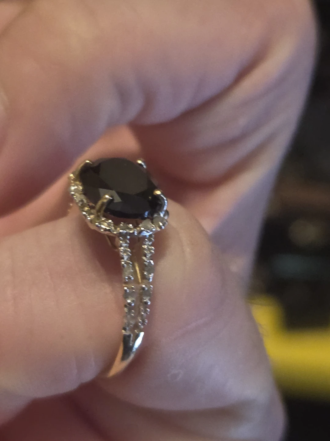 Diamond and Sapphire on Solid 10k Yellow Gold Ring (size 7)