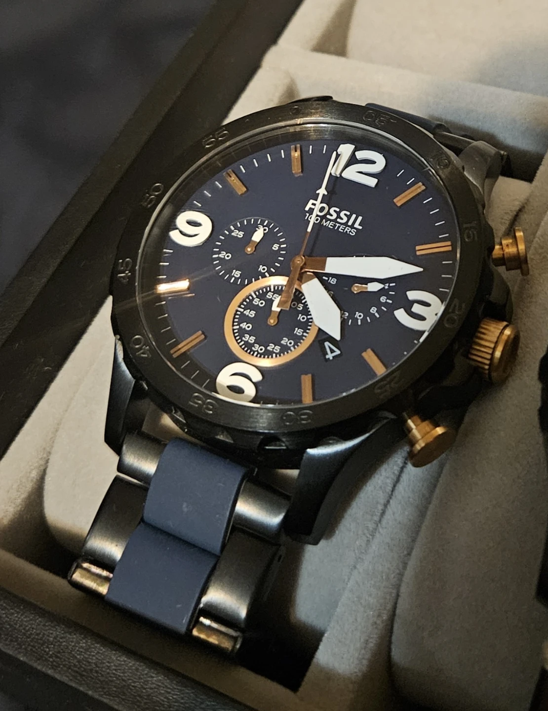 Fossil JR1494 50mm Black/Blue Chronograph Watch
