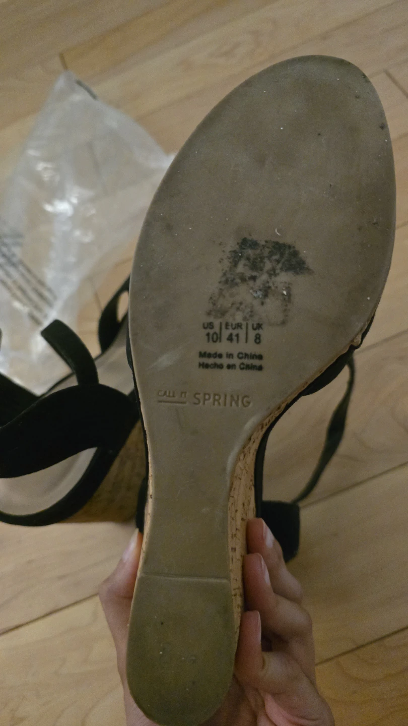 Call It Spring Black Wedge Sandals Size 8 - photo 3