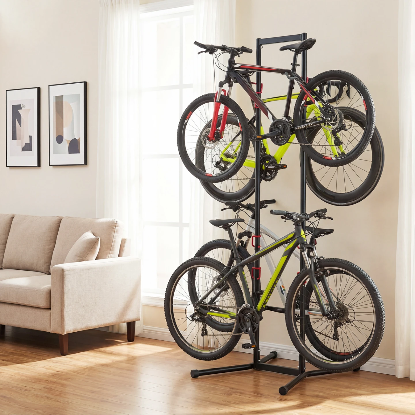 Adjustable Bike Storage Rack with Vertical Stand for 4 Bikes