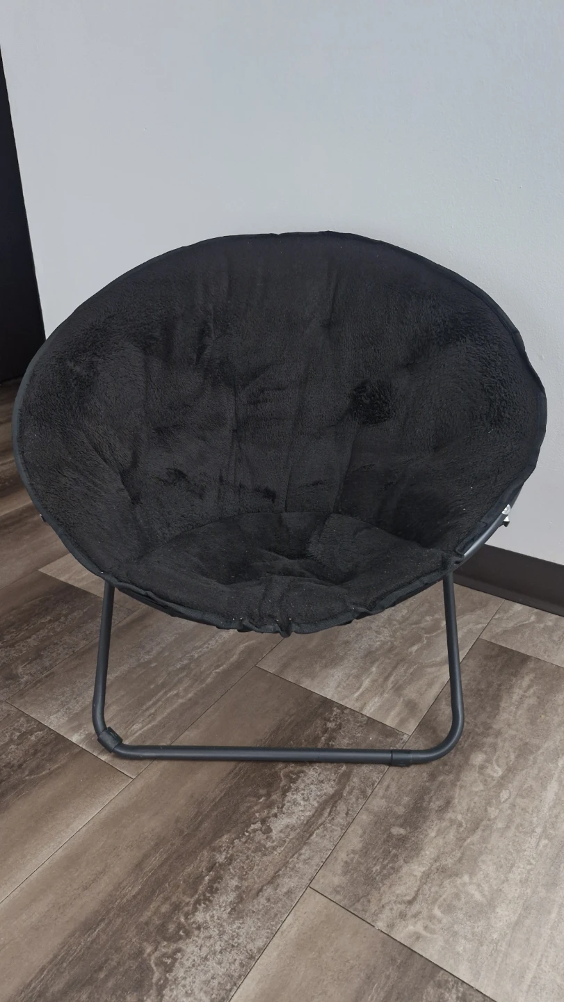 Black Plush Saucer Chair