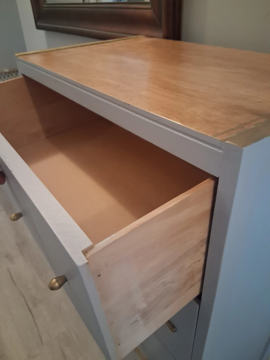 Grey 4 Drawer MCM vintage Dresser with Gold Handles - photo 5