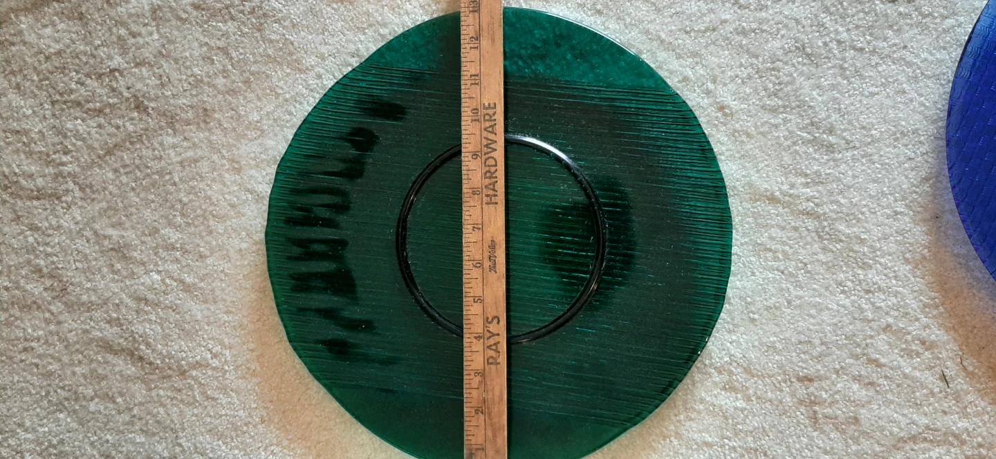 Emerald green ribbed art glass platter - photo 3