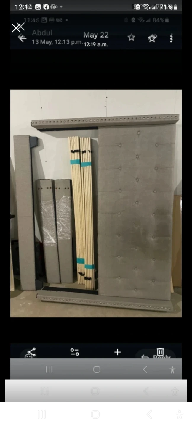Grey Upholstered Headboard and Bed Frame Kit