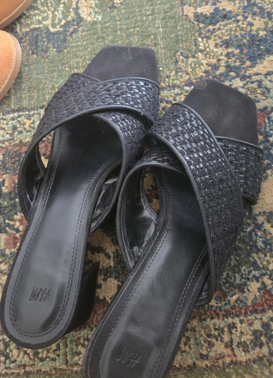 H&M Black Woven Mule Heels