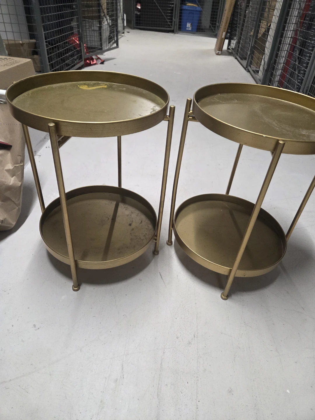 Set of 2 Gold Metal Side Tables