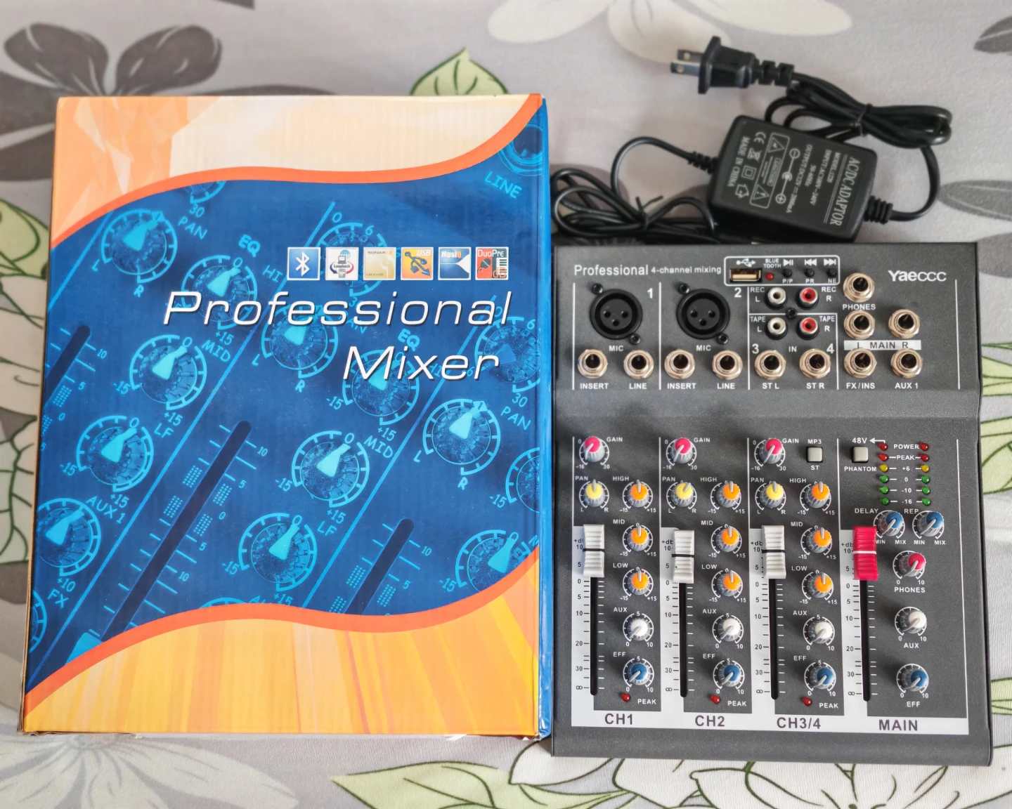 4‑Channel Professional Audio Mixer – Bluetooth/USB