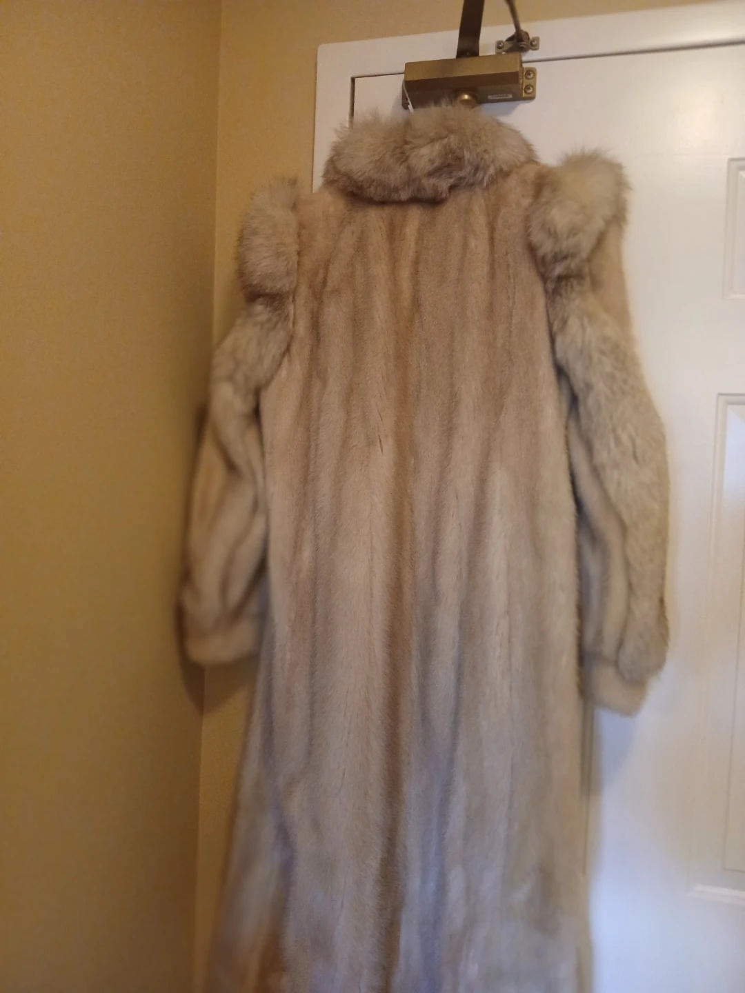 Light Beige Full Length Fur Coat