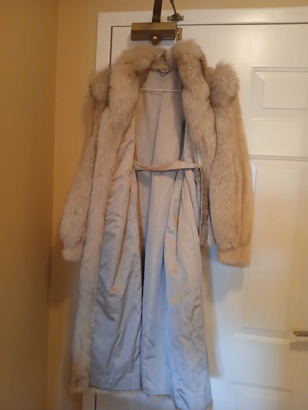 Light Beige Full Length Fur Coat - photo 2