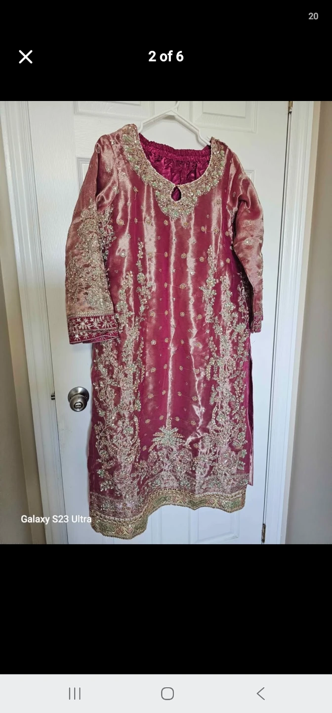 Women's Embroidered Pink Kurti with 2 Dupatta
