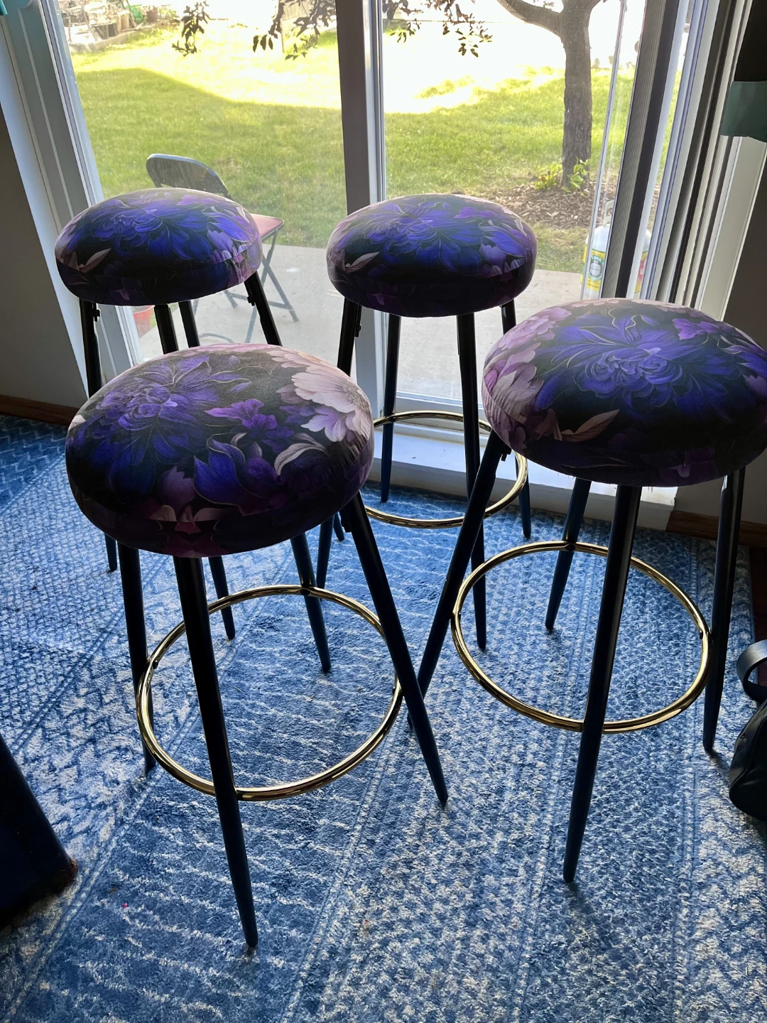 Set of 4 Bar Stools - Floral Pattern - photo 3