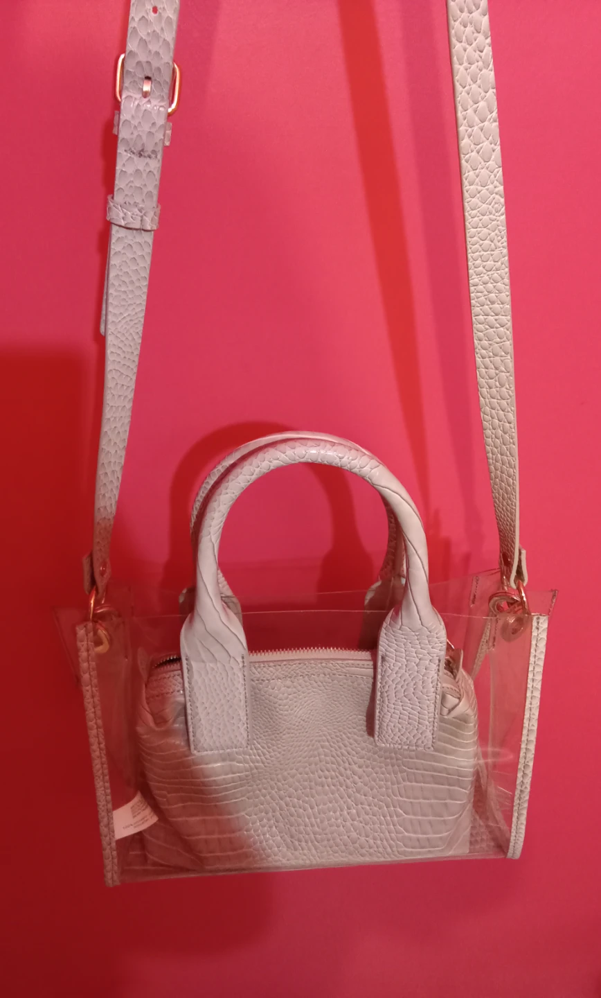 ZARA Clear Tote Bag with Embossed Inner Pouch