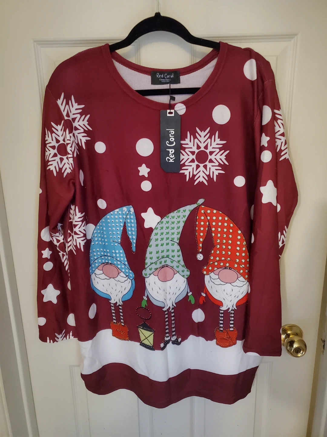 Christmas Gnomes Long Sleeve Knit Top