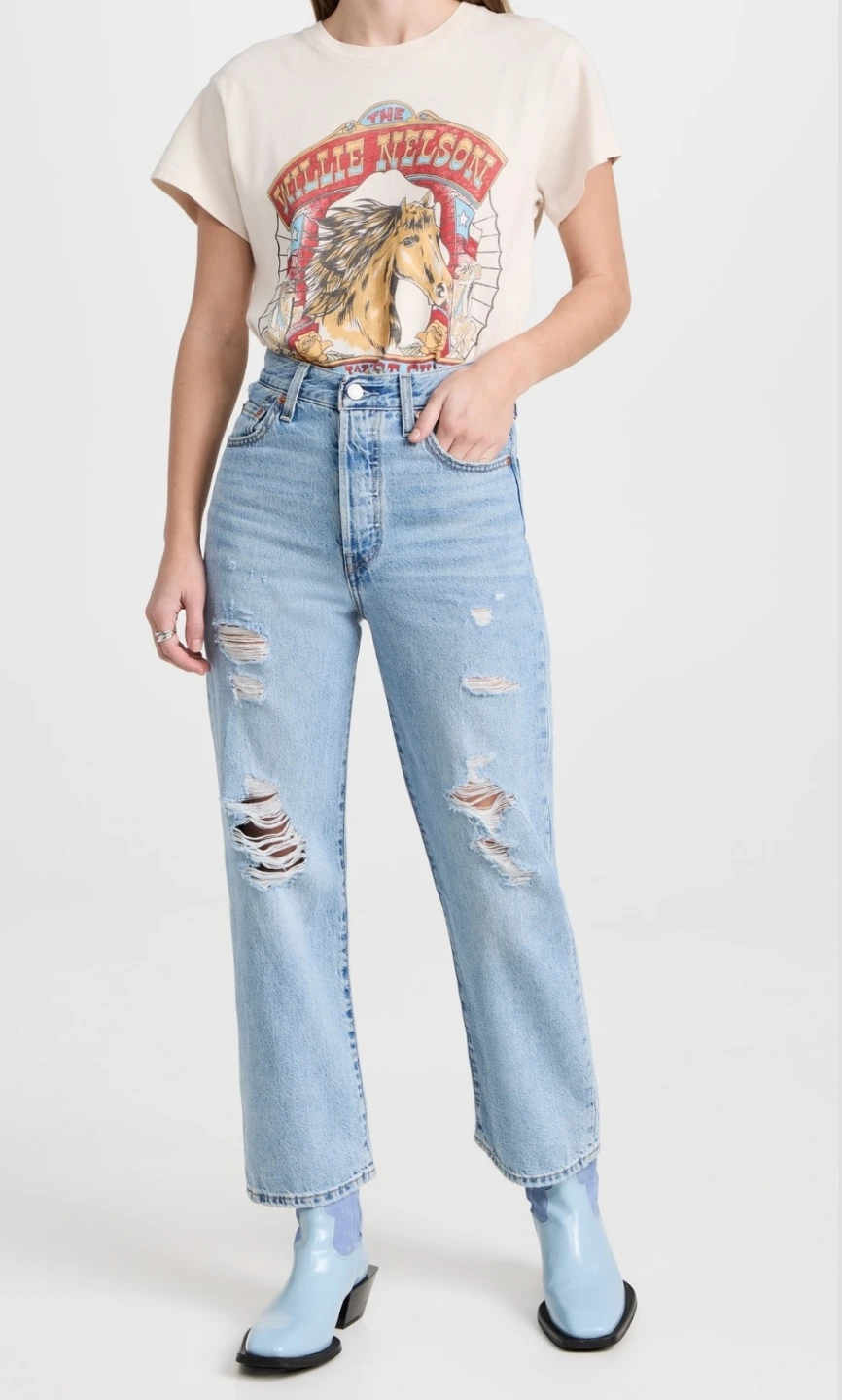Levi's 501 Light Wash Distressed Jeans