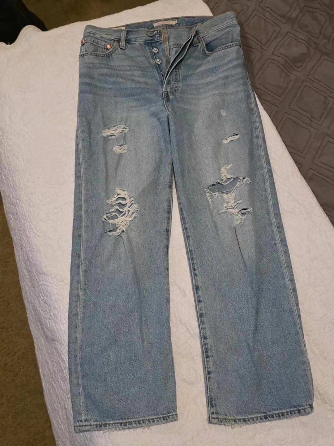 Levi's 501 Light Wash Distressed Jeans - photo 2