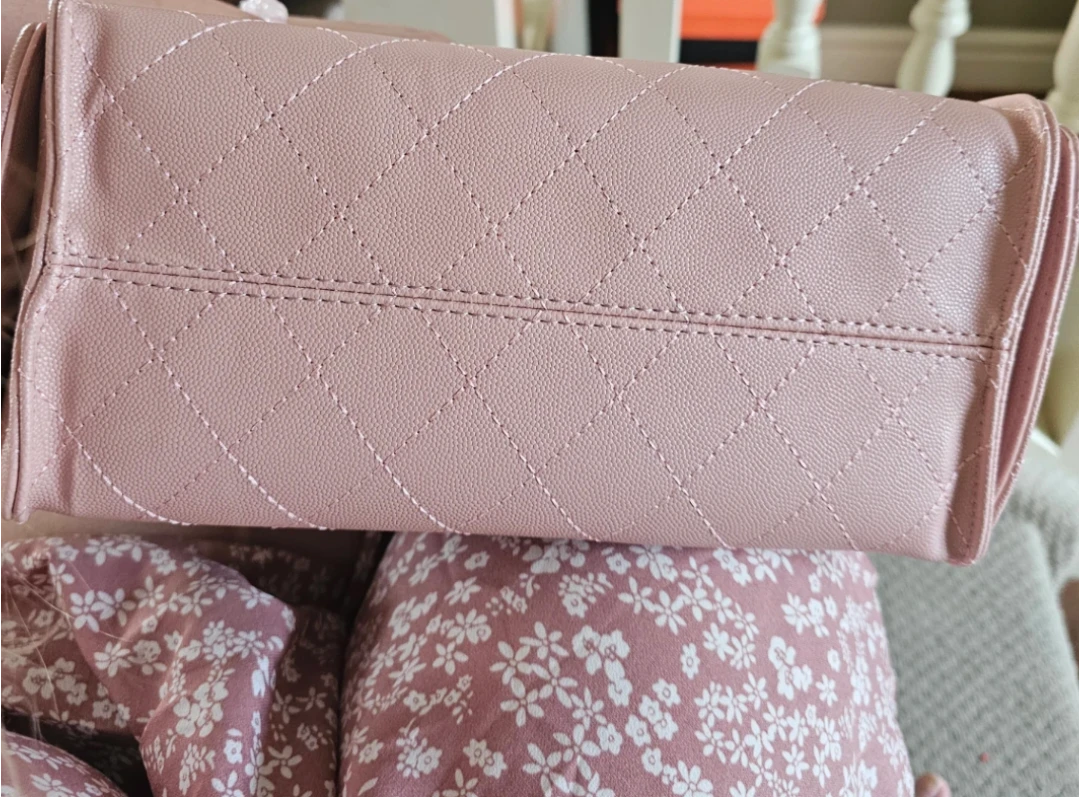 Pink Quilted Shoulder Bag with Gold Chain - photo 4