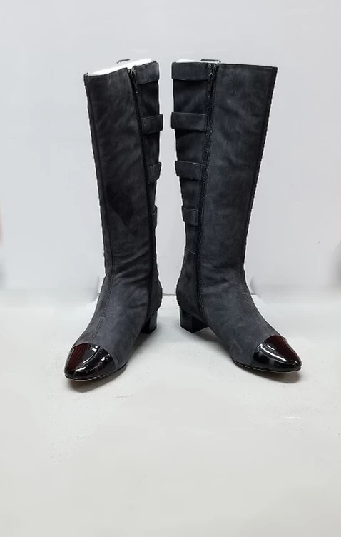 NEW Nine West Women's Gray Suede Buckle Knee-High Boots