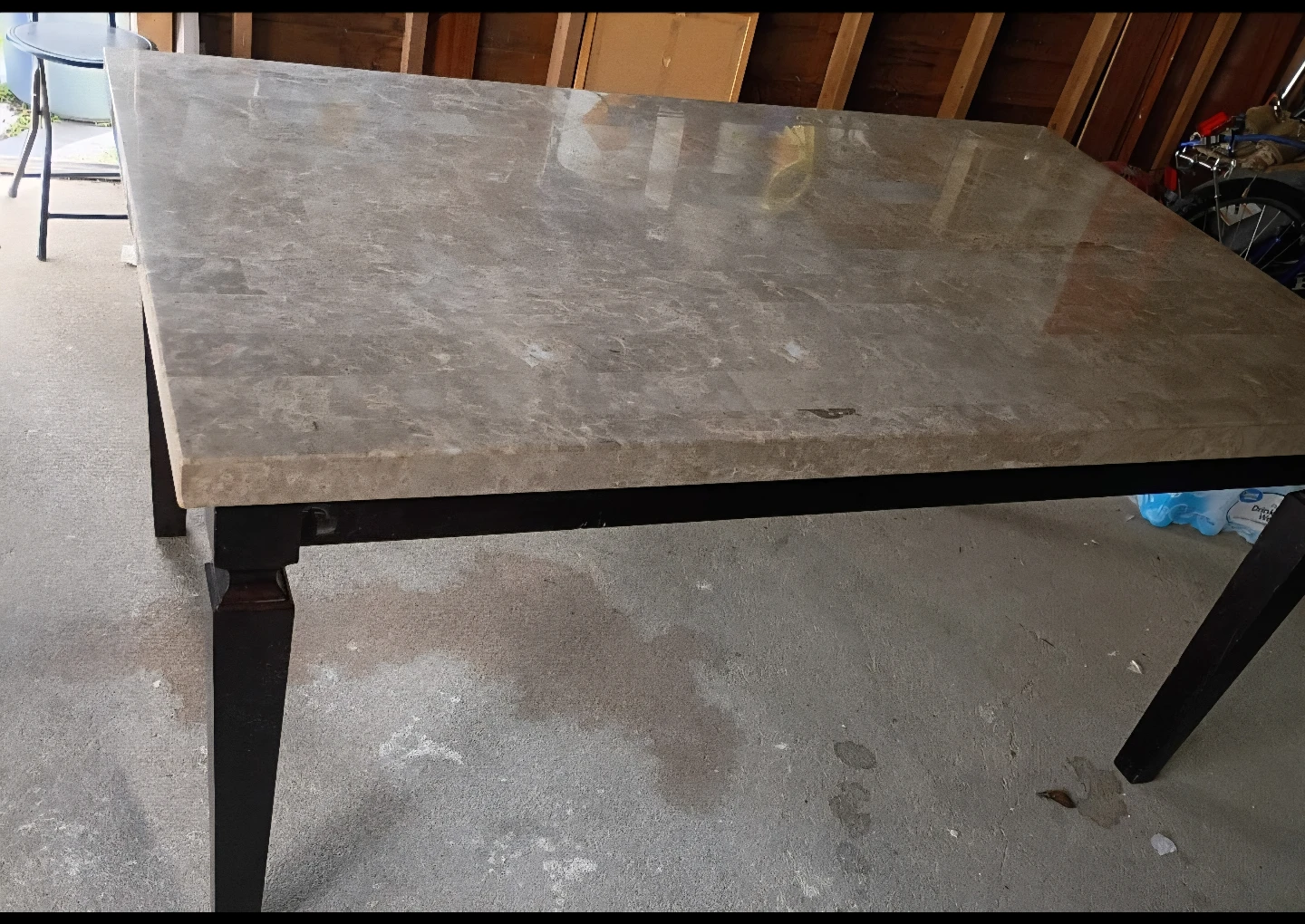 Granite table top with solid wood base - photo 2