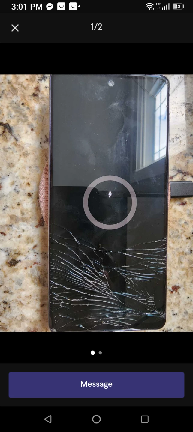 Samsung Galaxy S20 FE with cracked screen