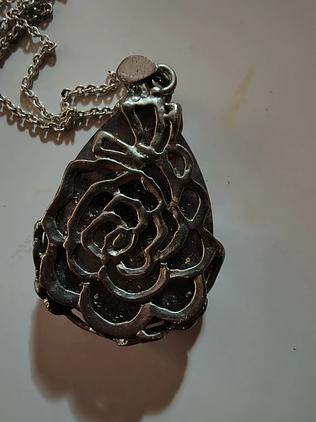 Amethyst Rose Pendant Necklace - photo 3
