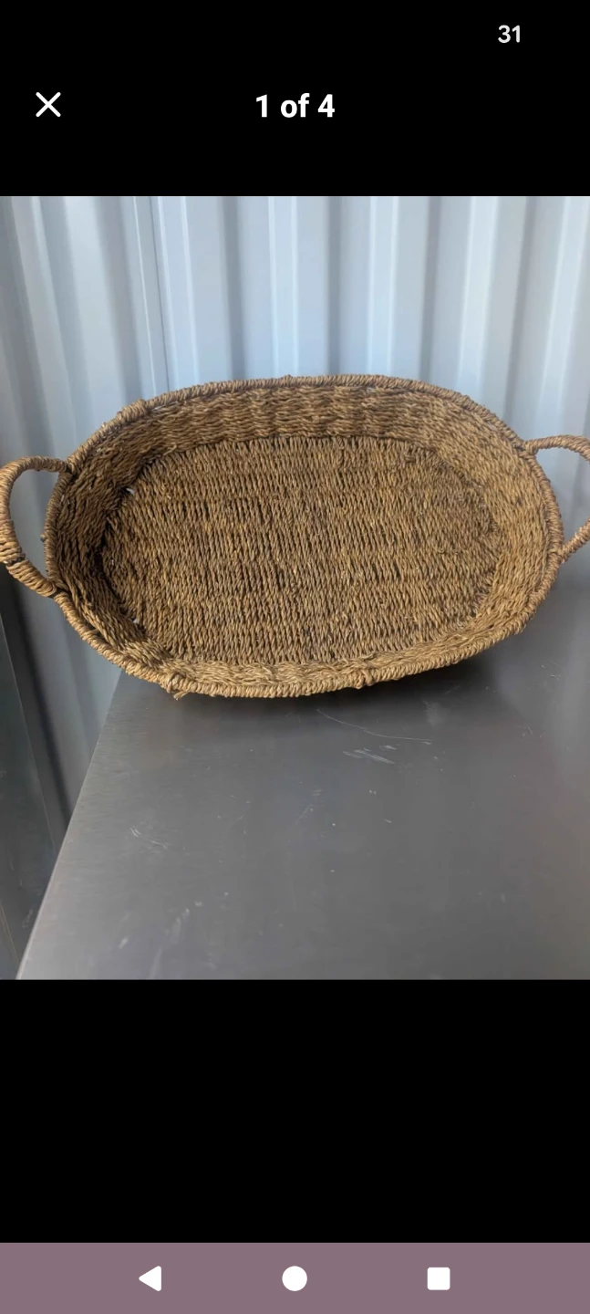 Woven Oval Tray with Handles - photo 2