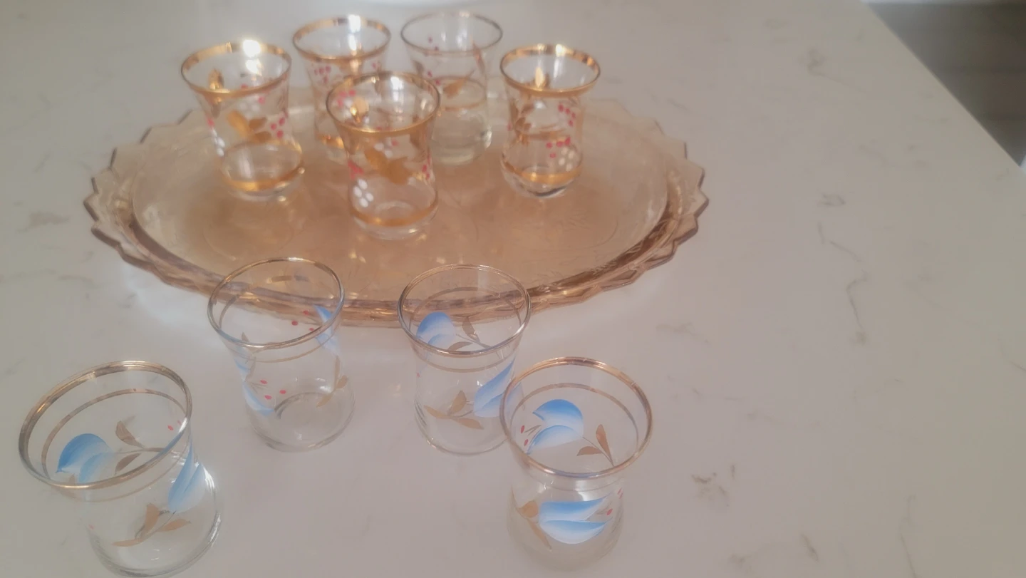 Vintage Amber Glass Tea Set with Tray - photo 4