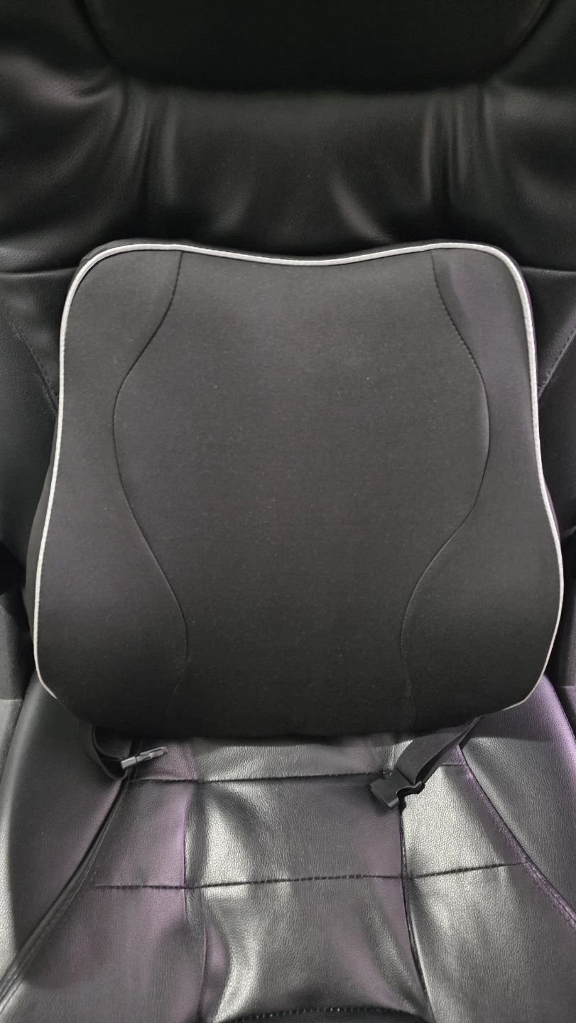 Black Faux Leather Office Chair with Lumbar Pillow - photo 4