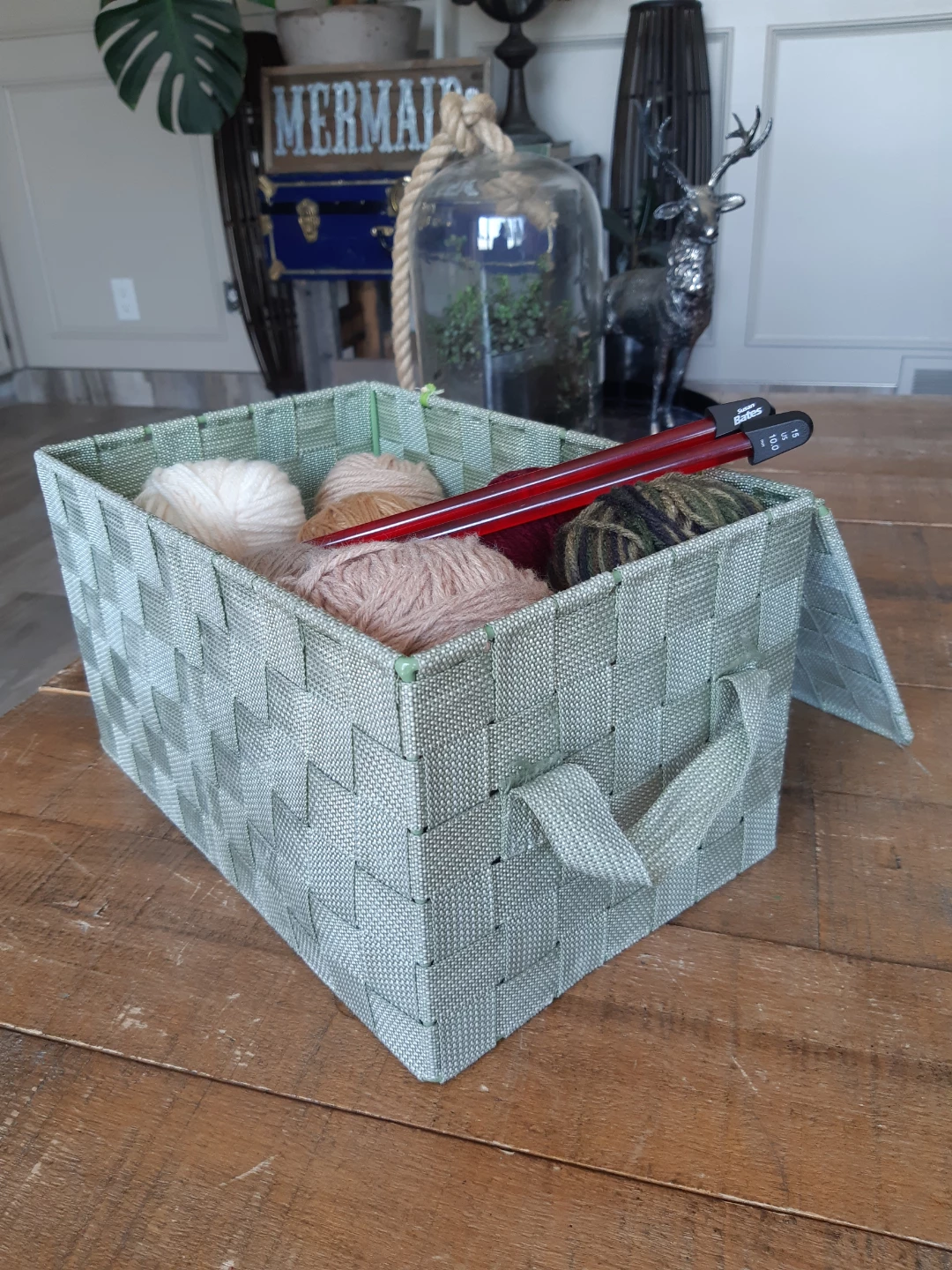 Yarn and knitting needles basket bundle - photo 4