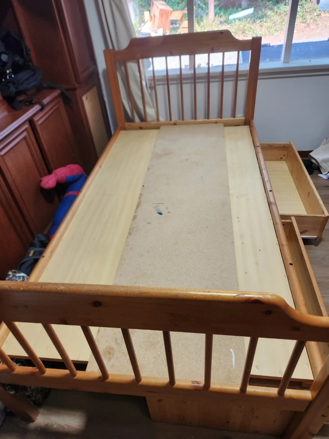 Solid Wood Twin Bed with Drawers - photo 2