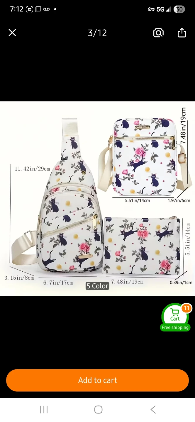 3 Piece Fashion Bag Set - Mushroom Print 🍄 - photo 2