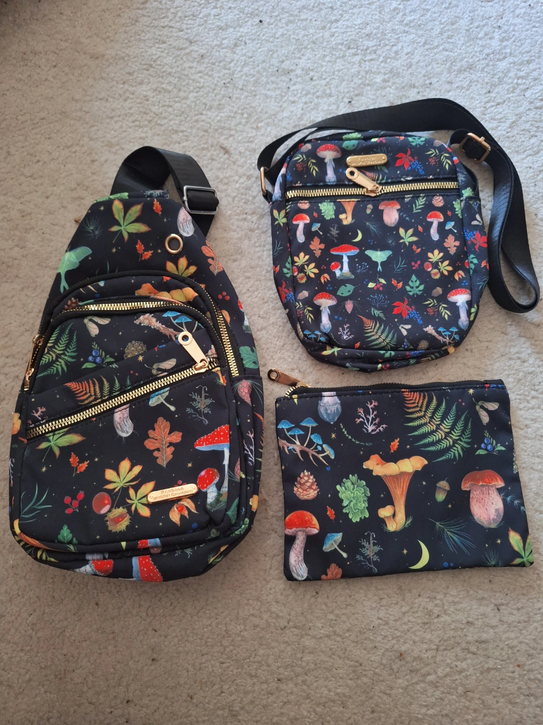 3 Piece Fashion Bag Set - Mushroom Print 🍄 - photo 3