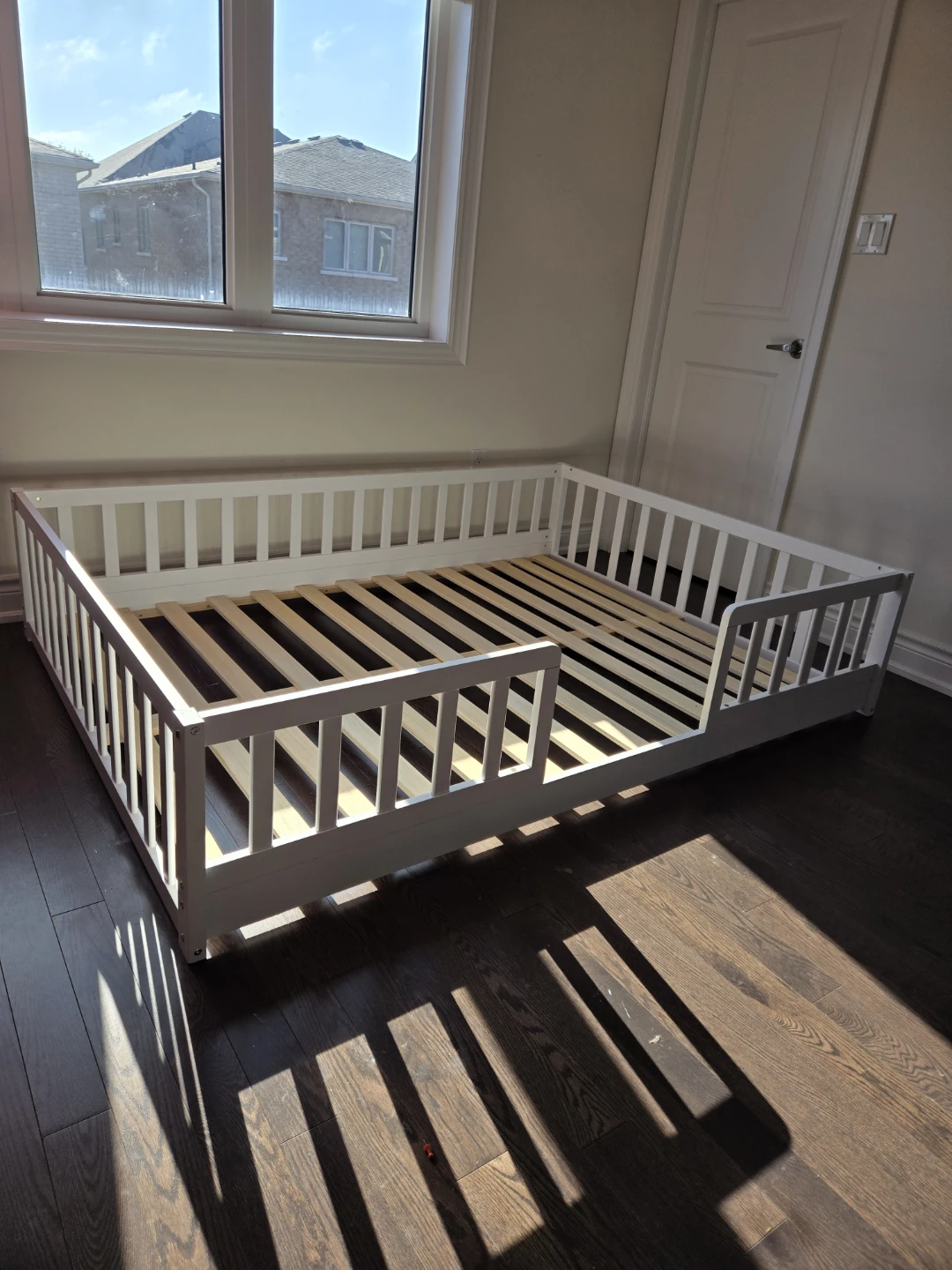 White Toddler Bed Frame with Rails for double size mattress