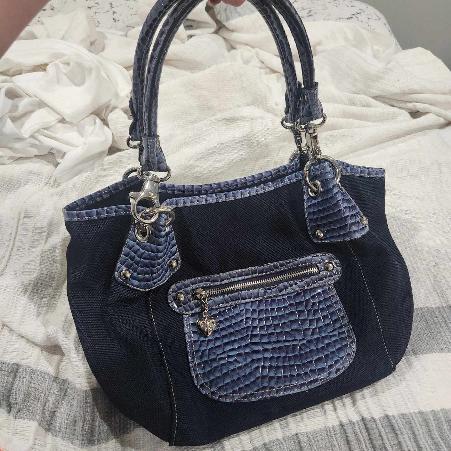 Rare Y2K Kathy Van Zeeland Navy Handbag