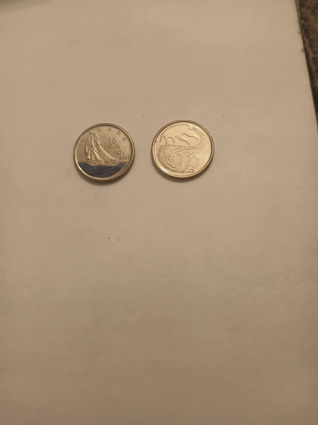 Two Canadian 10 Cent Coins - 2001