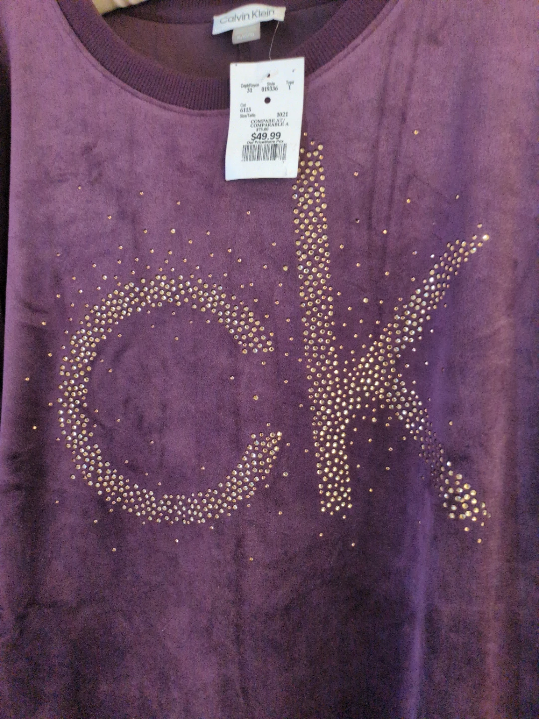 Calvin Klein Velvet Dress with Rhinestone CK Logo - photo 3