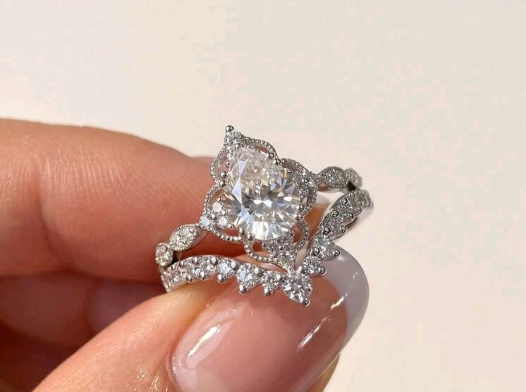 Pear Cut Engagement Ring with Wedding Band