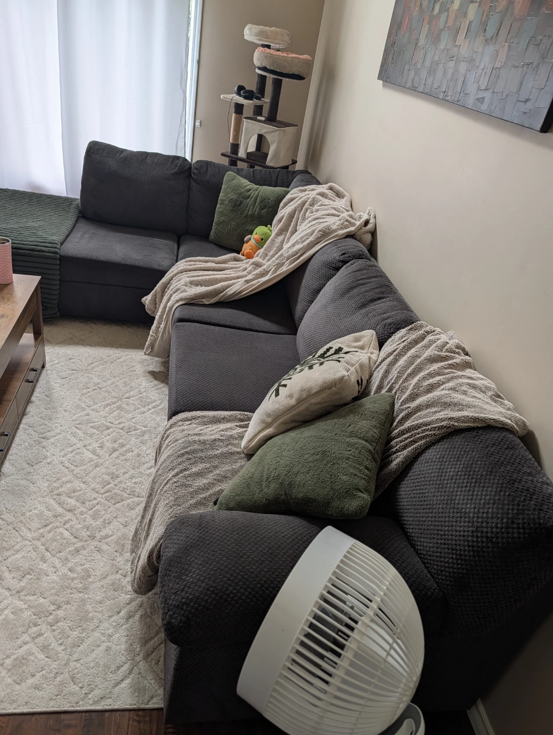 Dark Grey Sectional Sofa with Chaise - photo 2